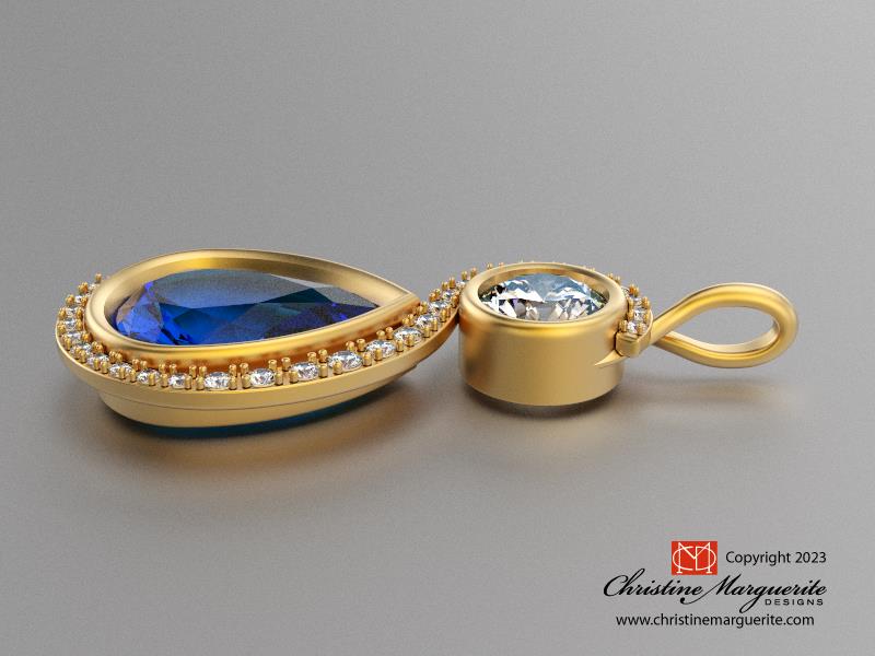 Aqua and Diamond 'S' Pendant