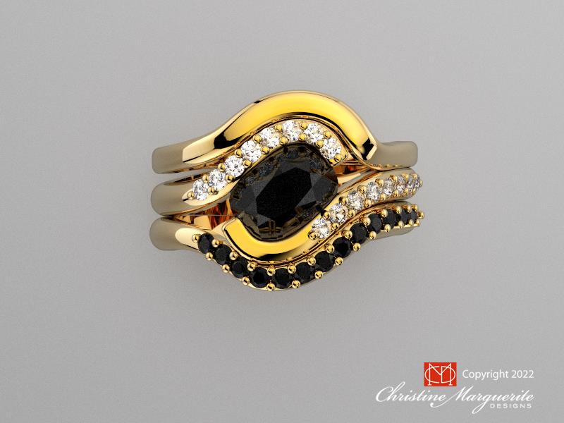 Black Diamond Wave 18KY gold