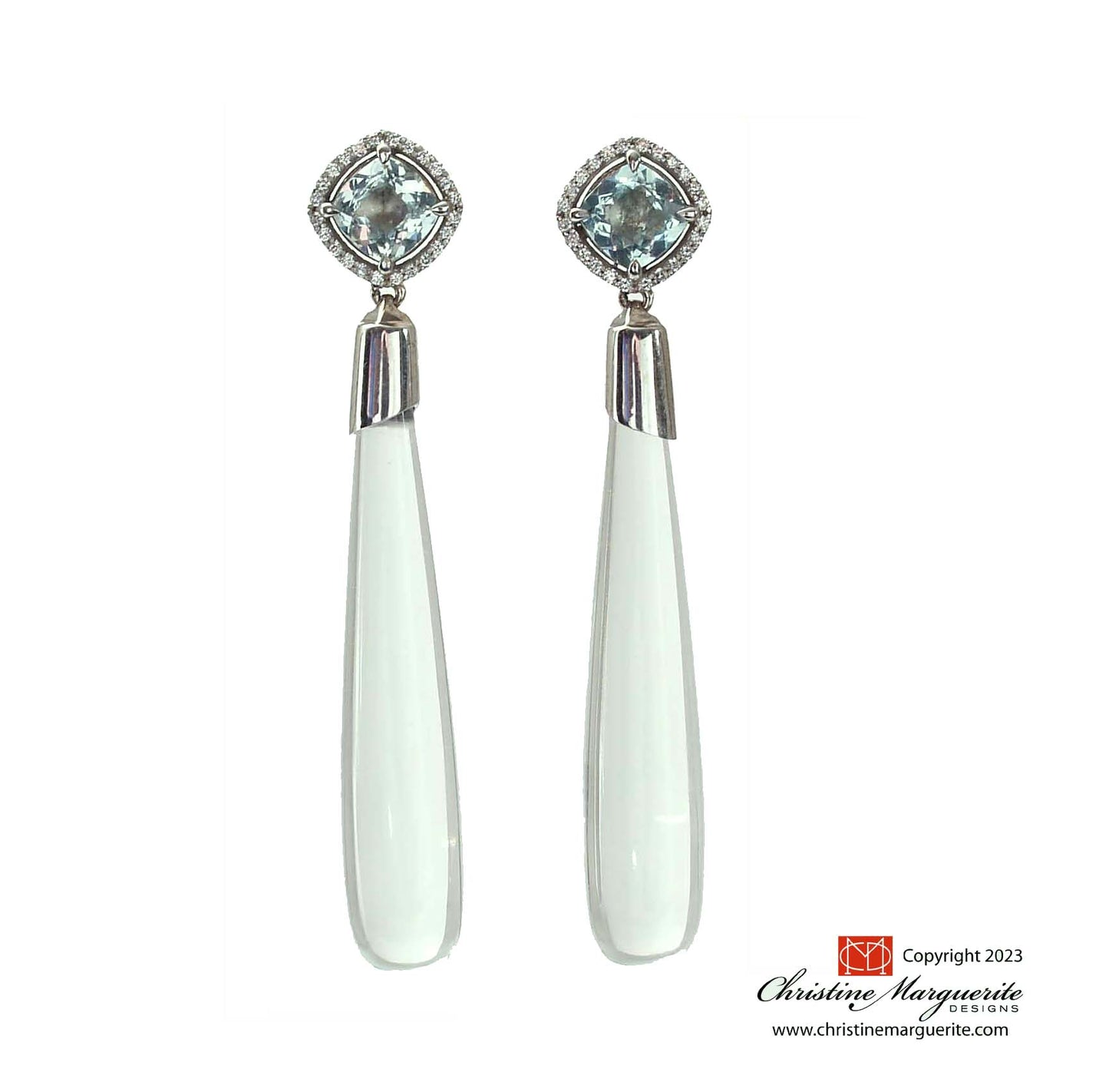 Aqua and Crystal drop earrings