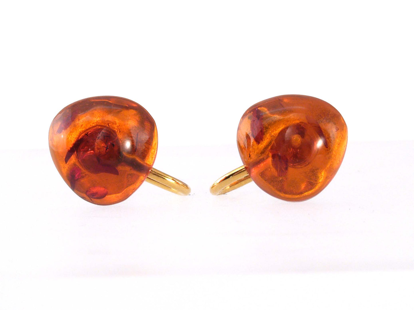 HE-Baltic Amber post earrings with Gold Fill Non Pierced