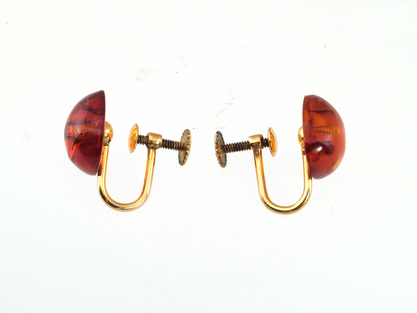 HE-Baltic Amber post earrings with Gold Fill Non Pierced