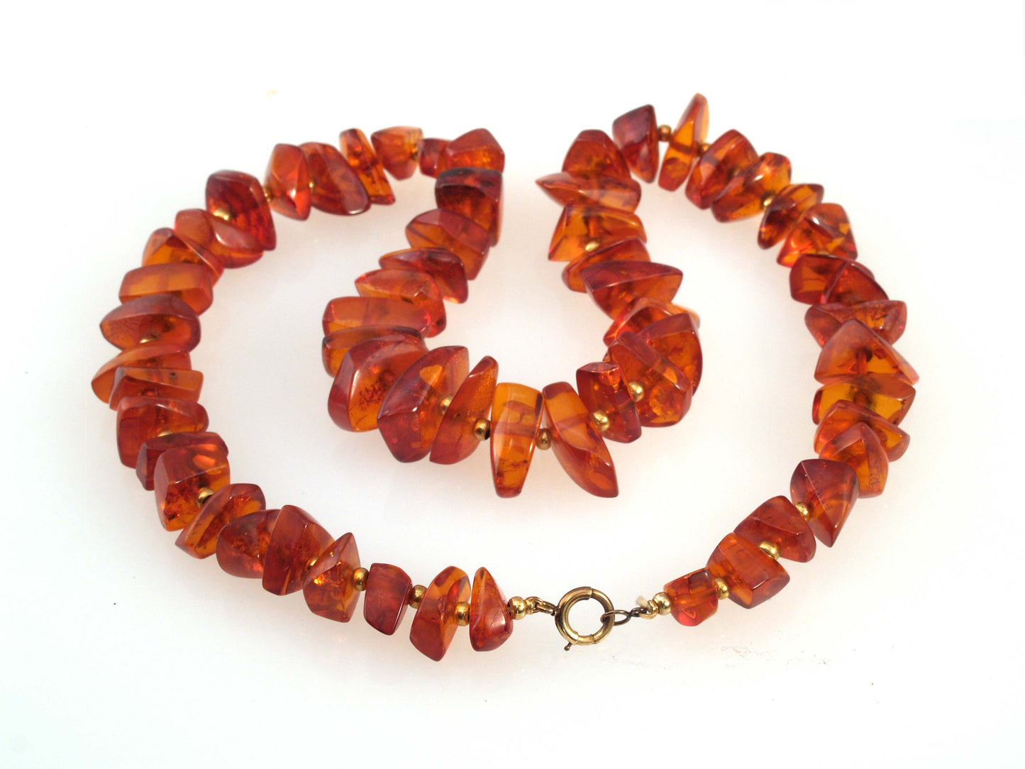 Snowflake Baltic Amber Necklace with Gold Filled Beads and Clasp