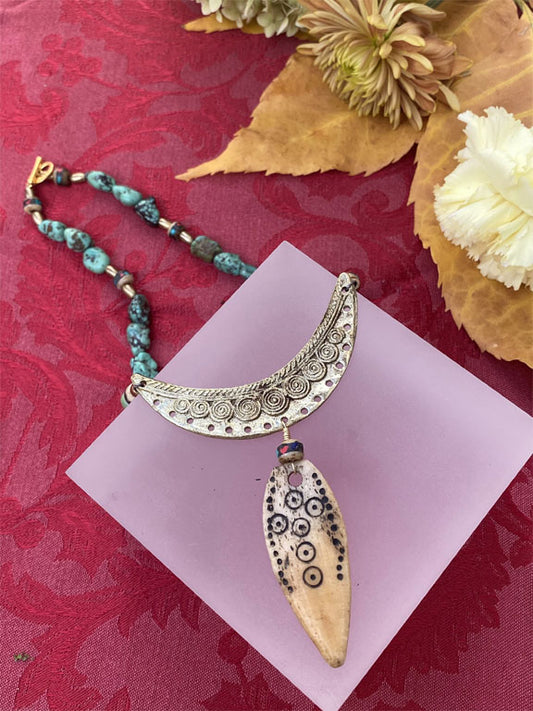 African Medicine Stick with Brass plate