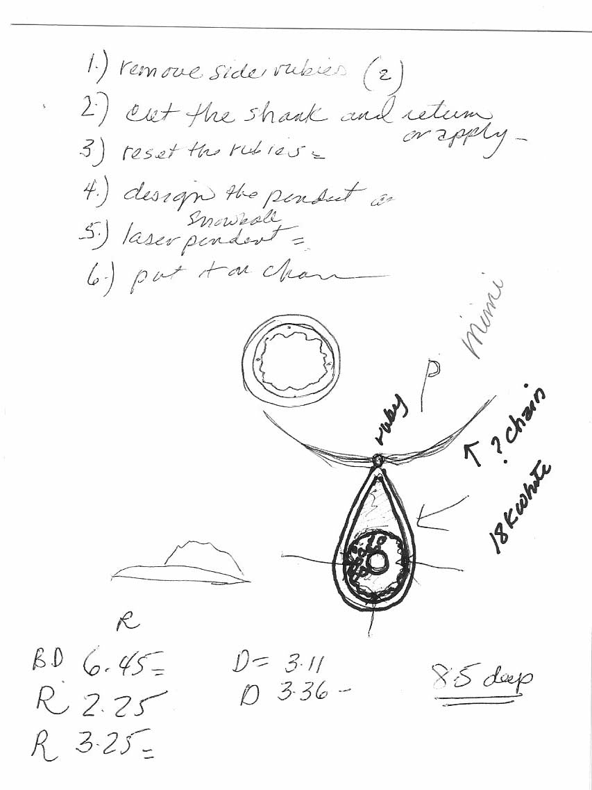 Diamond and Ruby Rebuild Pendant in White Gold