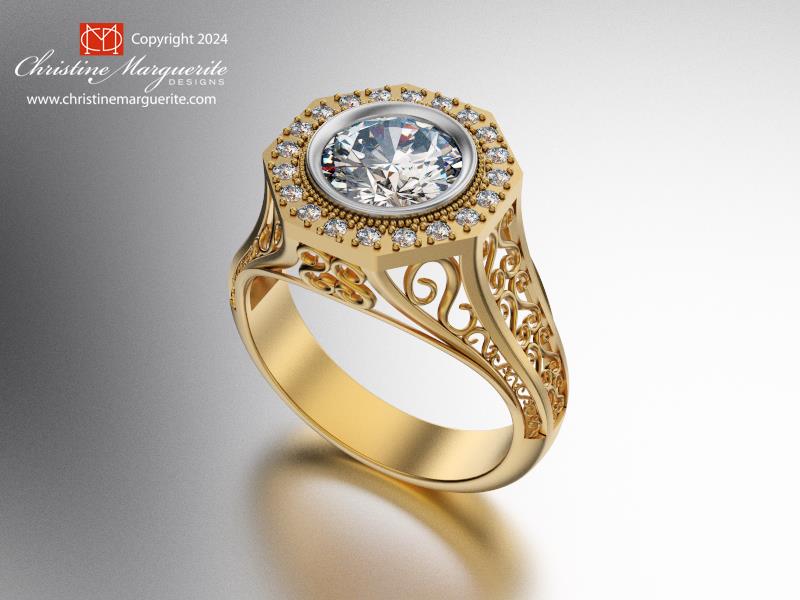 The Filigree Octagon with Diamond Halo