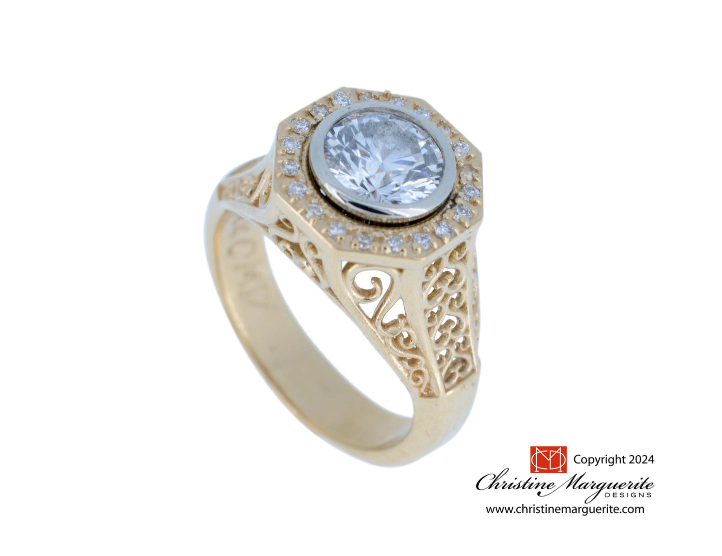 The Filigree Octagon with Diamond Halo