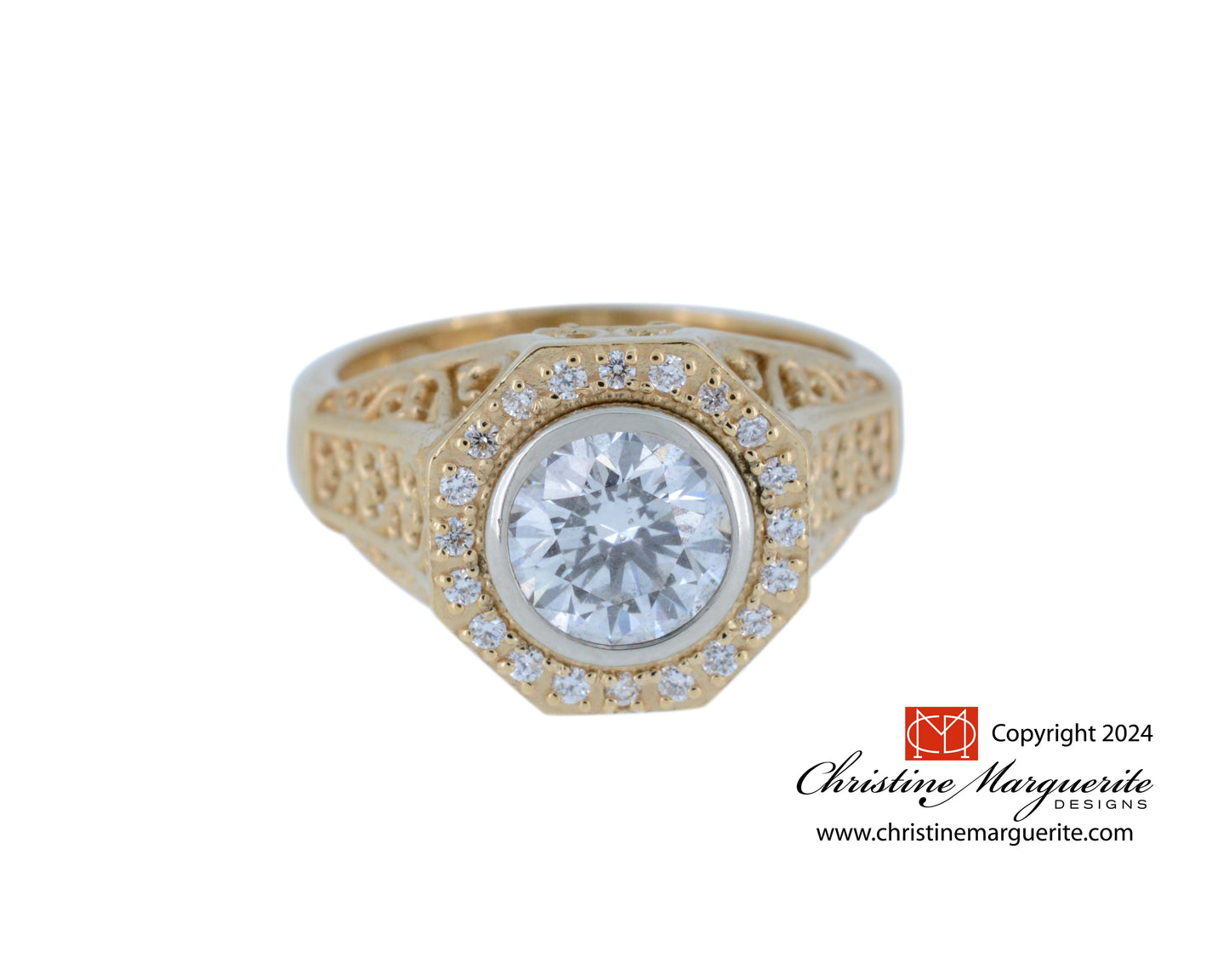 The Filigree Octagon with Diamond Halo