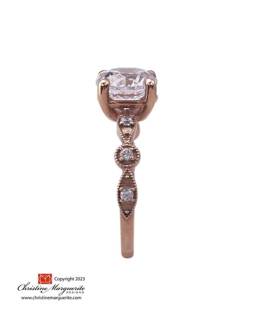 Petite Vintage Rose Gold and Diamond