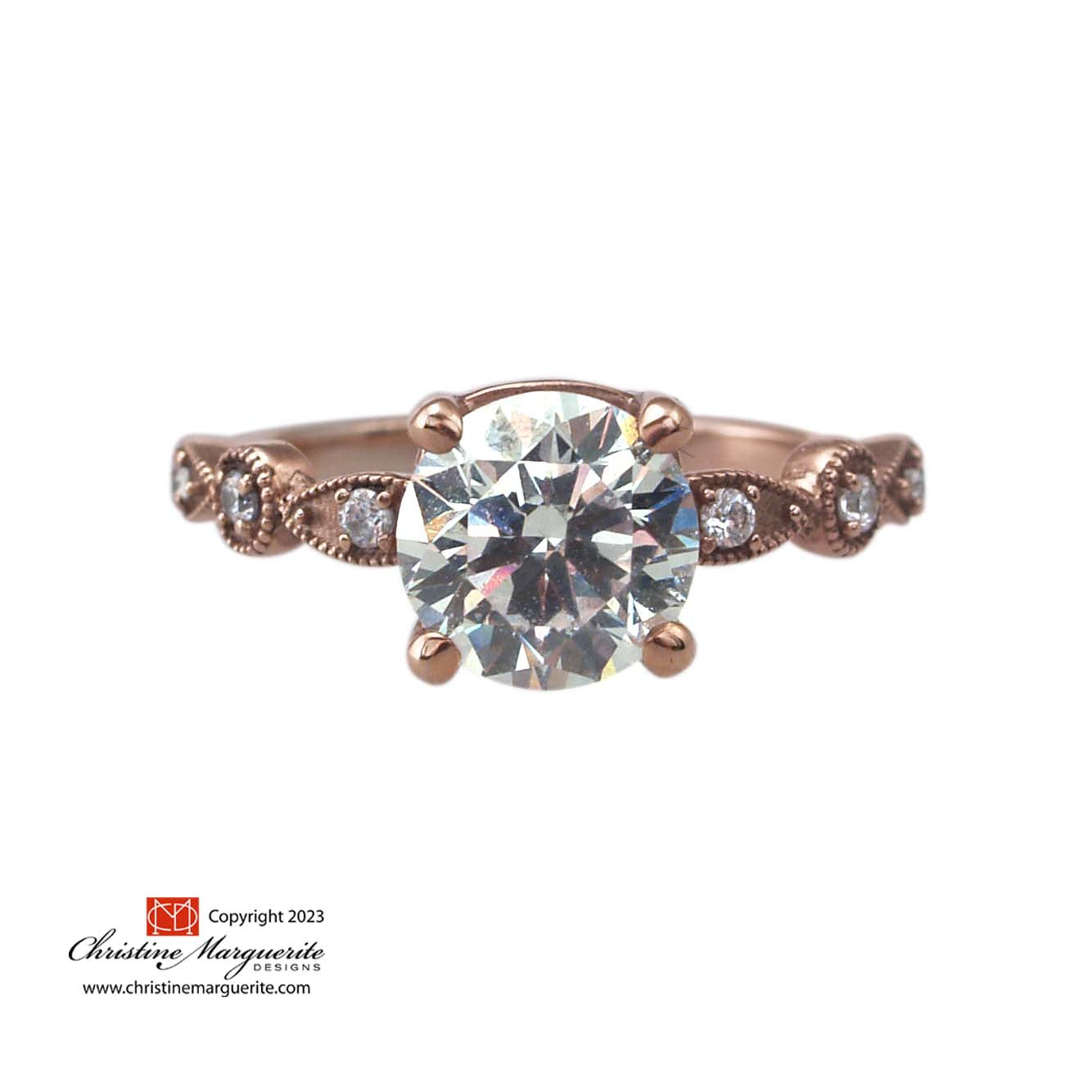 Petite Vintage Rose Gold and Diamond