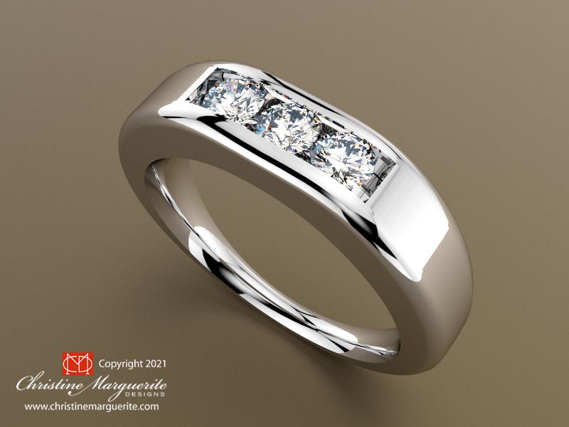 Three Diamond Man's Traditional Ring