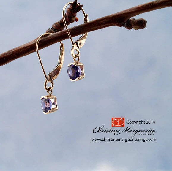 Tanzanite and 14KY gold demi bezel earrings