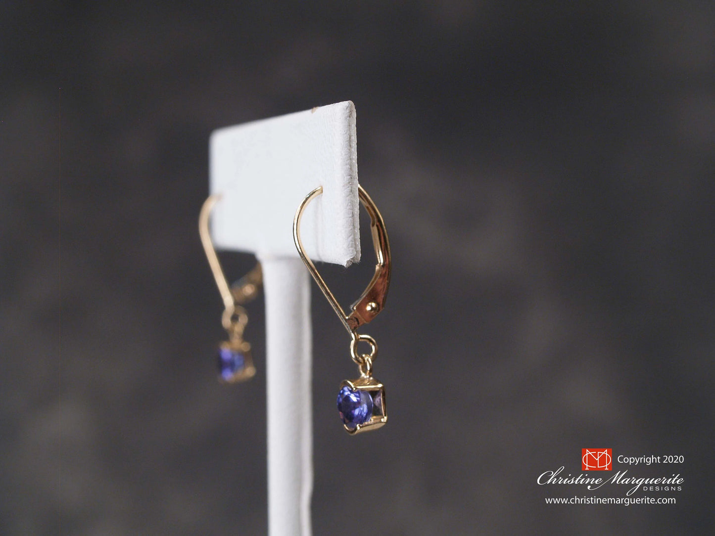 Tanzanite and 14KY gold demi bezel earrings