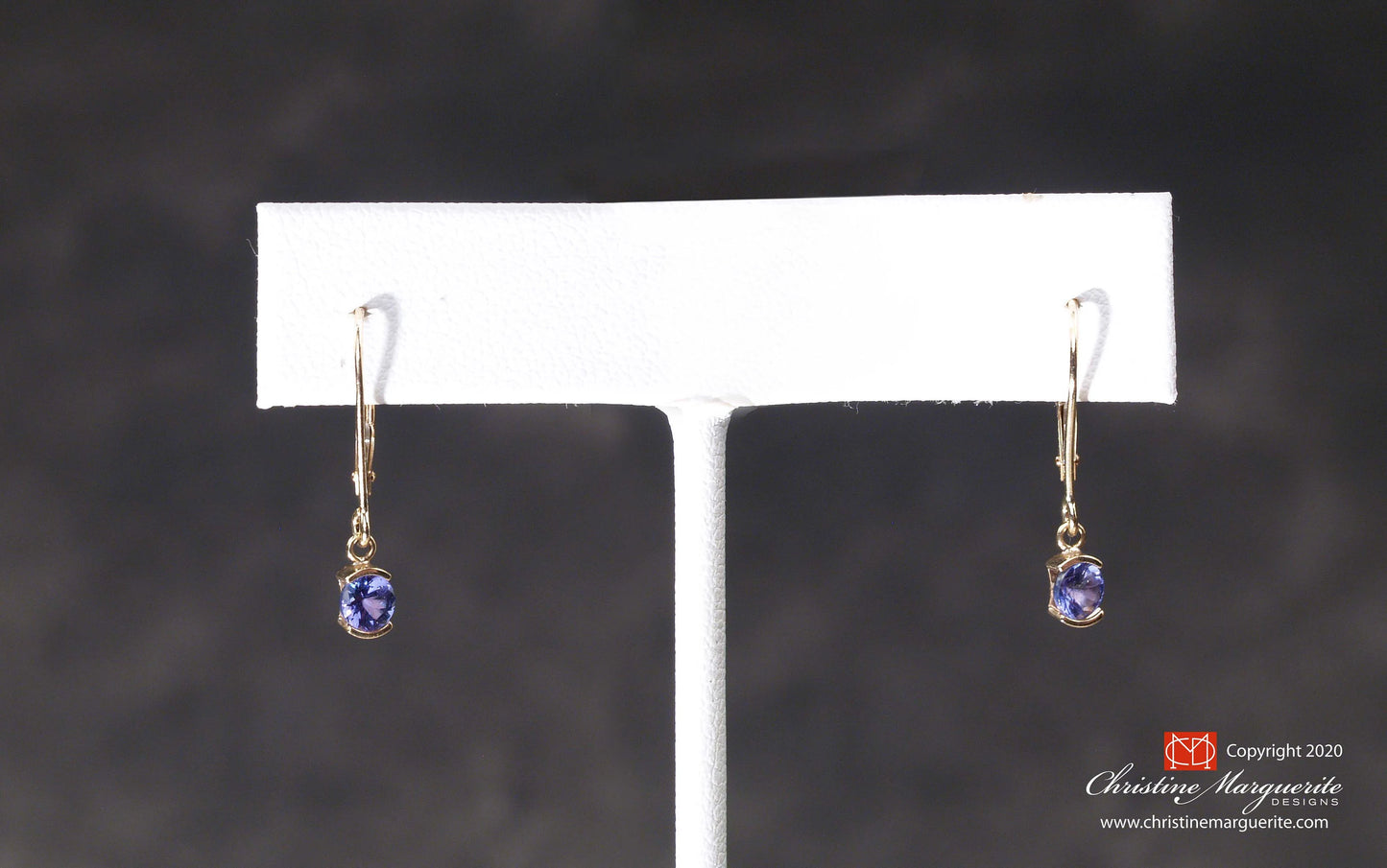 Tanzanite and 14KY gold demi bezel earrings