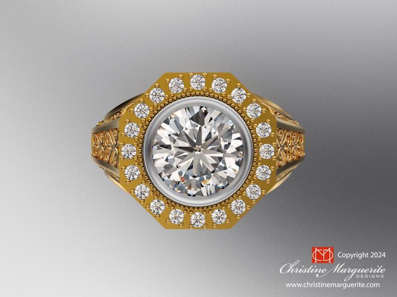 The Filigree Octagon with Diamond Halo