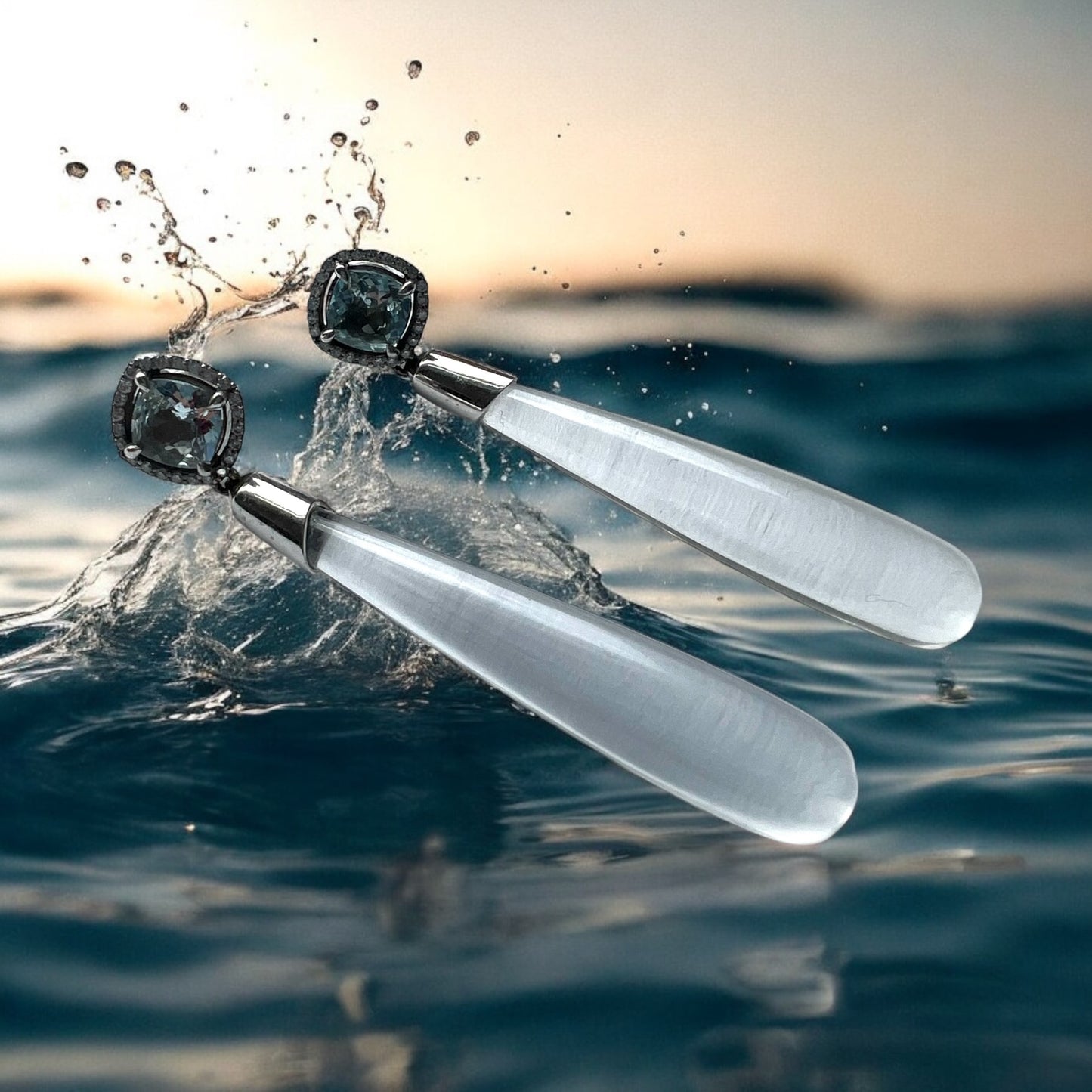 Aqua and Crystal drop earrings