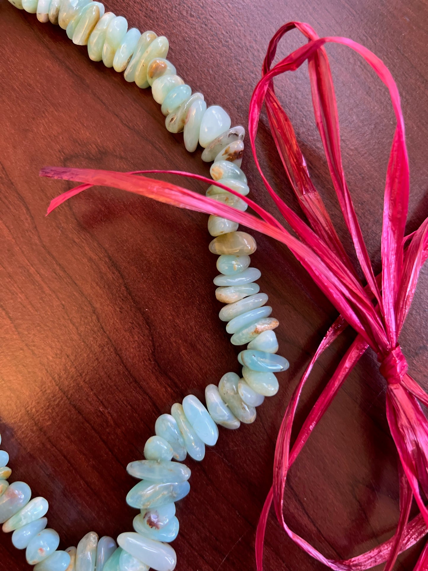 Peruvian Blue rough nugget bead necklace with pearls and 14KY gold toggle