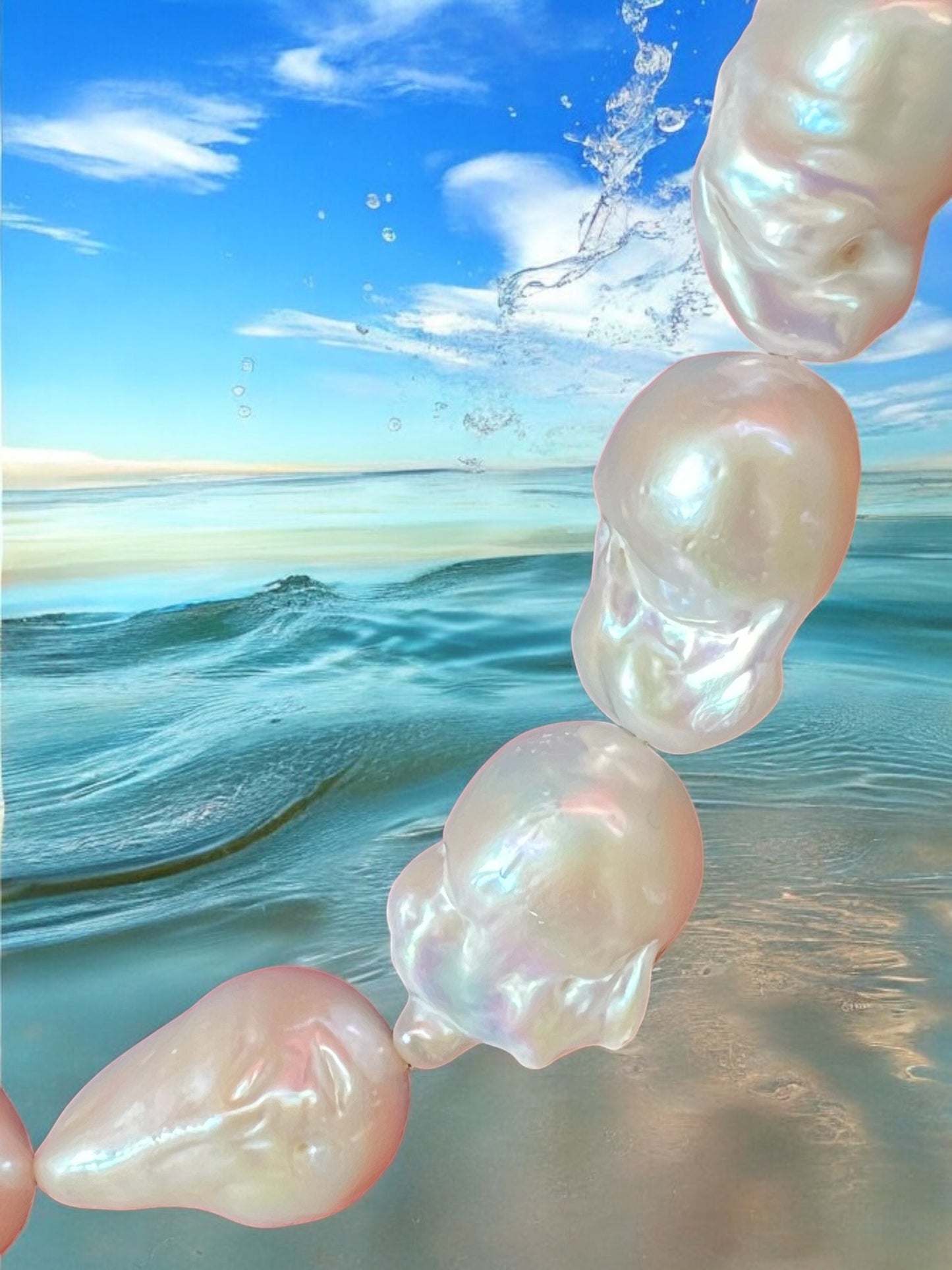 Baroque Pearls 14mm white gold floral clasp