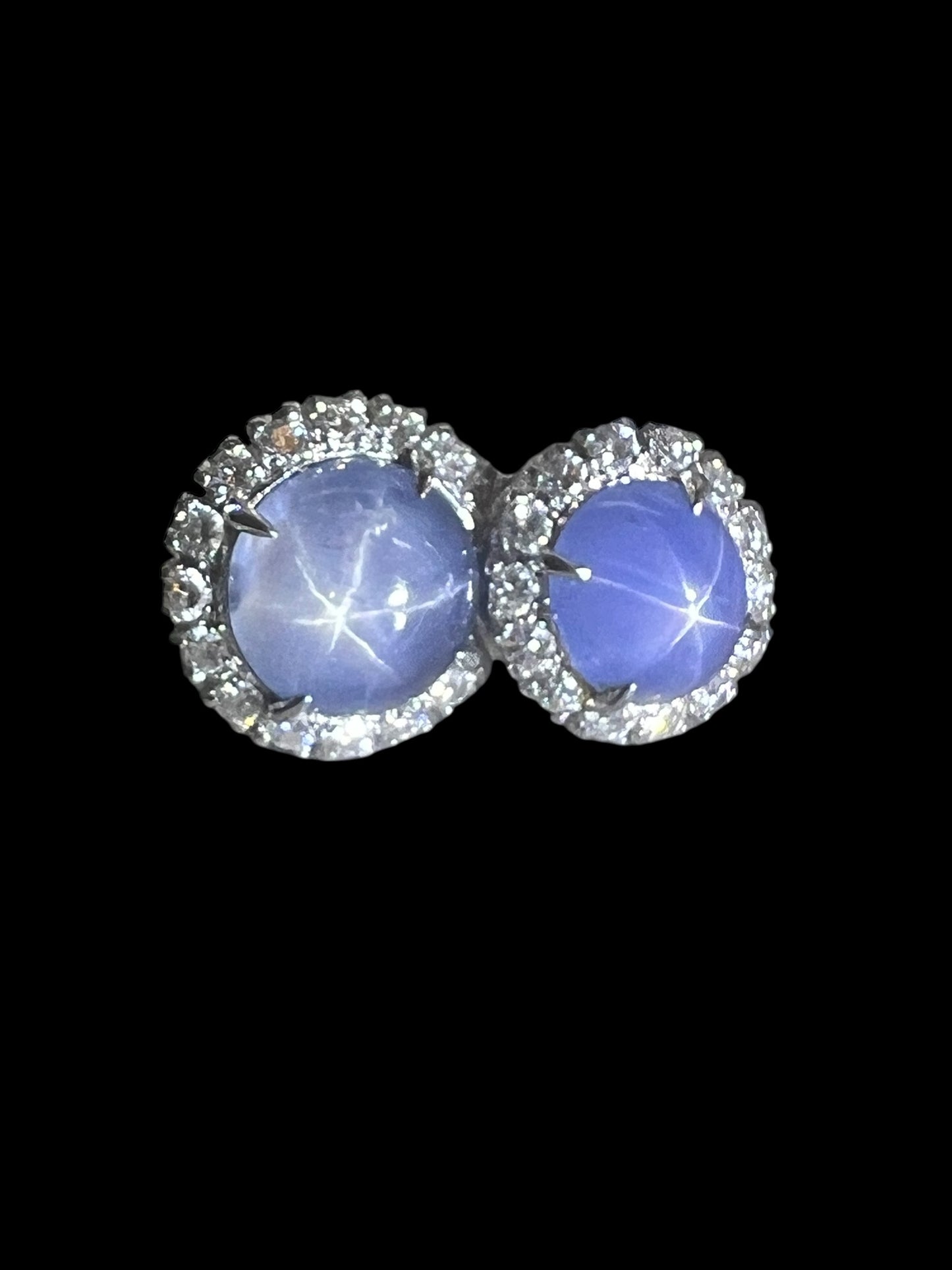 Heirloom Platinum Double blue star sapphire cabochon ring