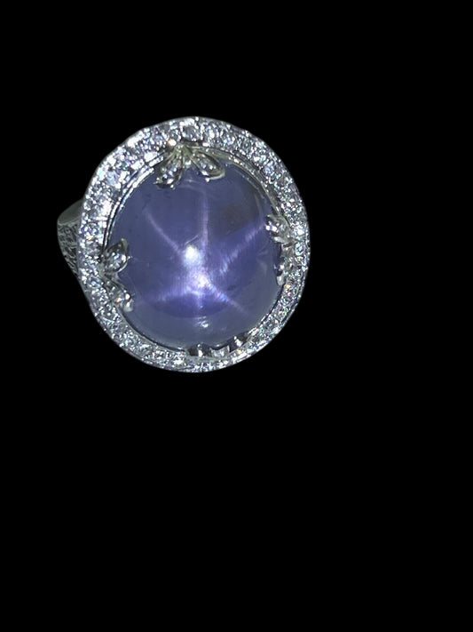 Heirloom Platinum Star Sapphire Ring