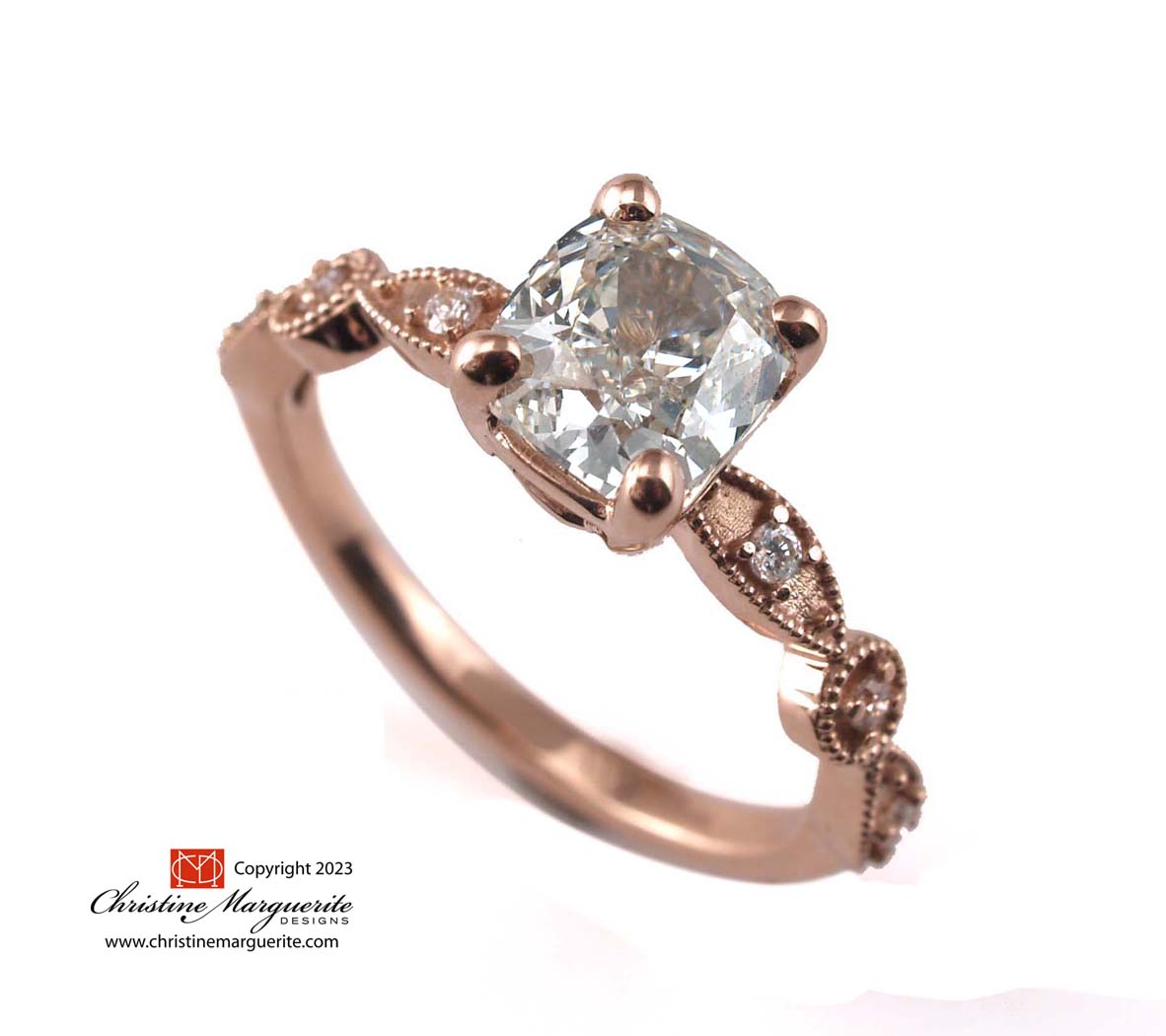 Petite Vintage Rose Gold and Diamond