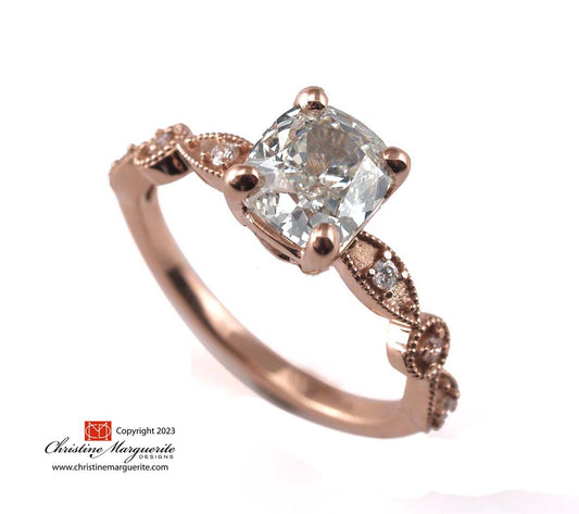 Petite Vintage Rose Gold and Diamond