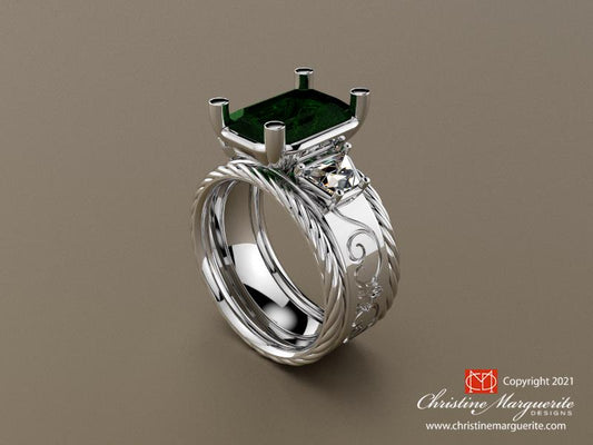 Platinum Western Saddle and Rope Inspired Engagement Setting