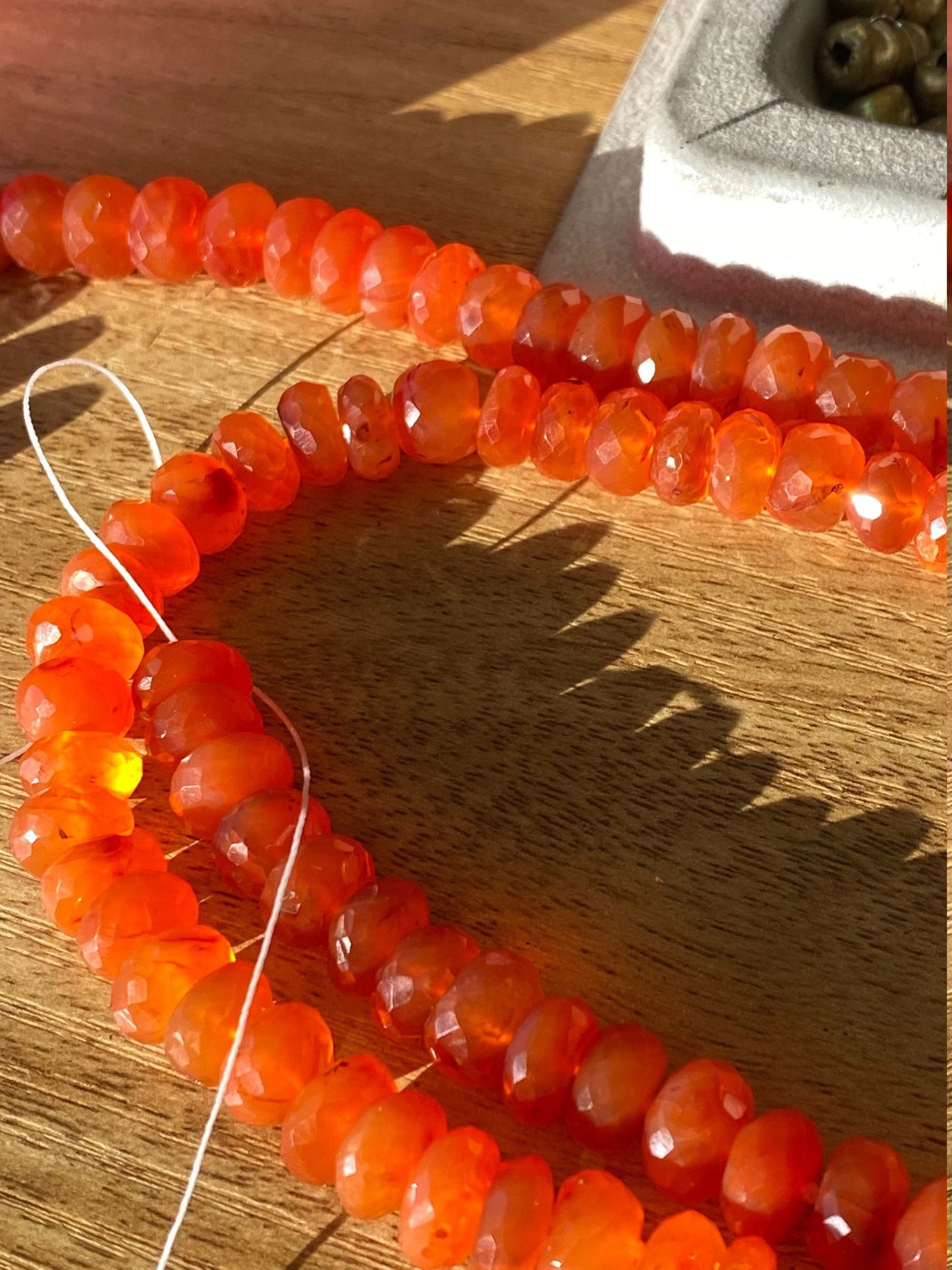 Carnelian Faceted Rondells Gold Filled Clasp Triple strand