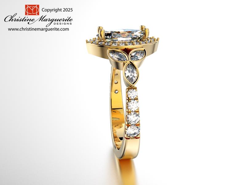 Modern Marquise Halo Diamond Setting 18KY gold
