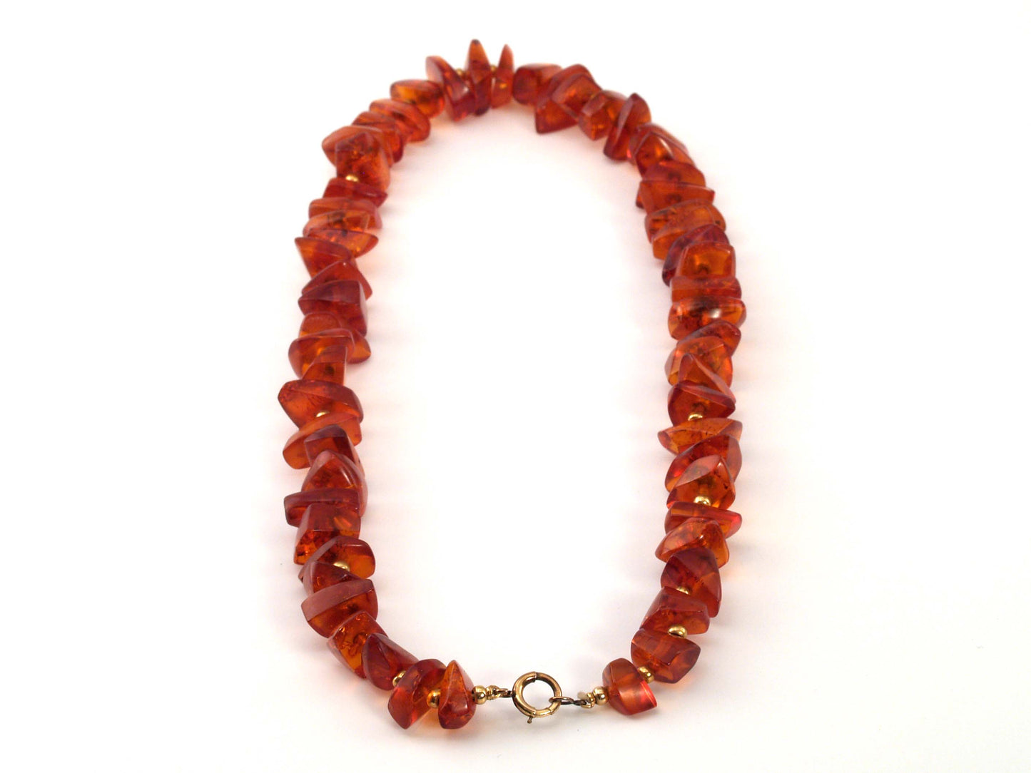 HE-Snowflake Baltic Amber rough nugget bead necklace with gold fill bead accents