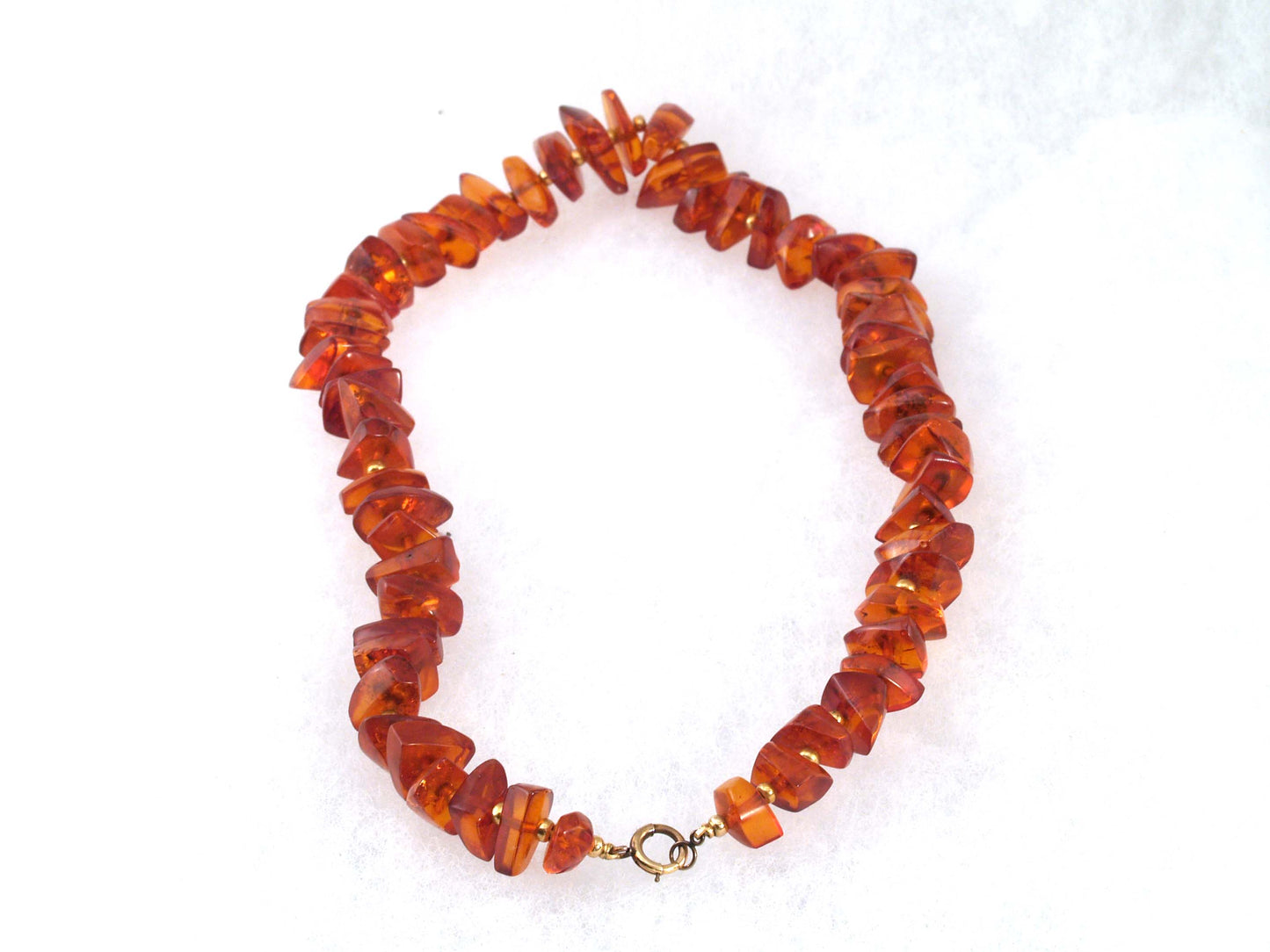 Snowflake Baltic Amber Necklace with Gold Filled Beads and Clasp