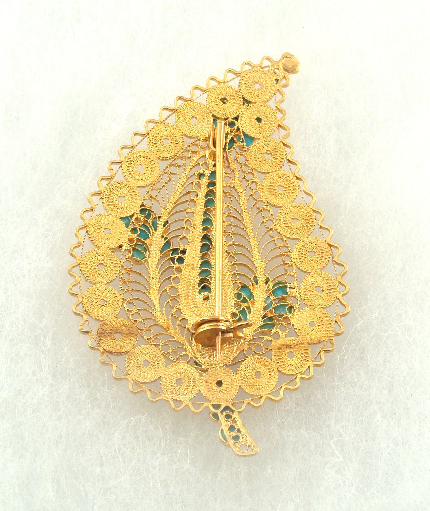 HE-'Shah' Persian solid high karat gold filigree and turquoise pin
