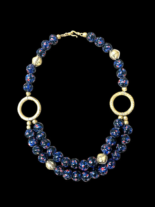 CMD Mille Fiore Venetian Glass  'Snaffle Bit' Necklace