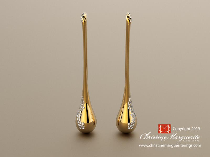 Honey Drop earrings with diamonds - 18KY gold