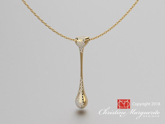 Honey Drop Pendant in 18KY gold and a sprinkle of diamonds