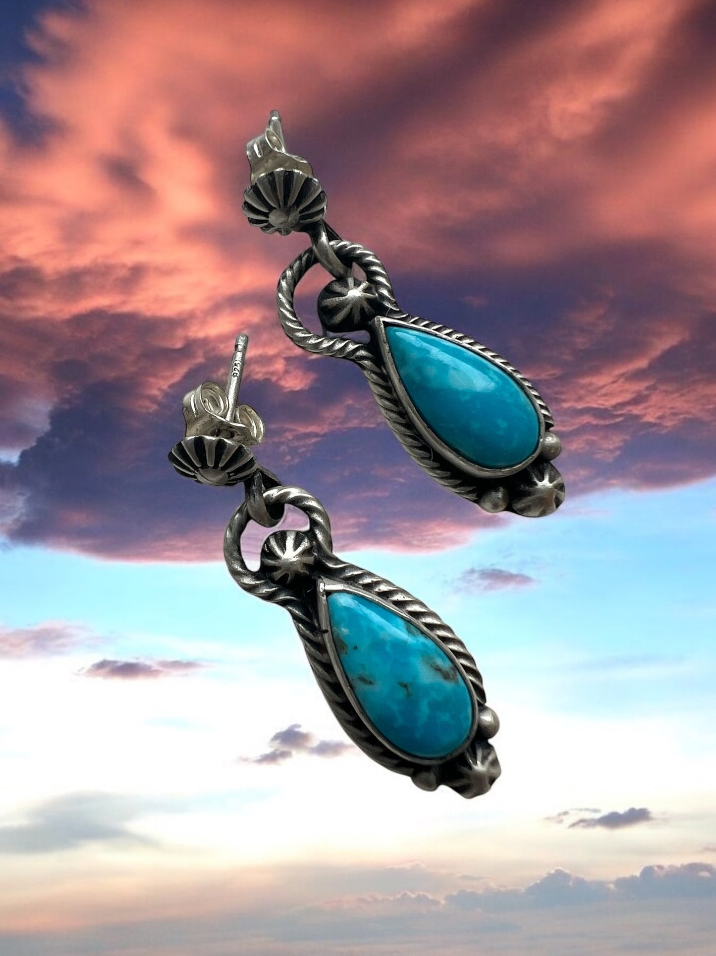 Native American Sterling Silver and Turquoise post earrings