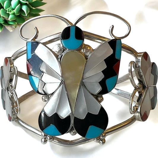 Allison Dishta Zuni inlay butterfly bracelet