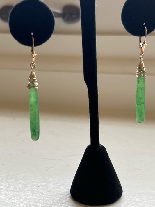 Green Garnet drop earrings with 18KY gold and diamonds