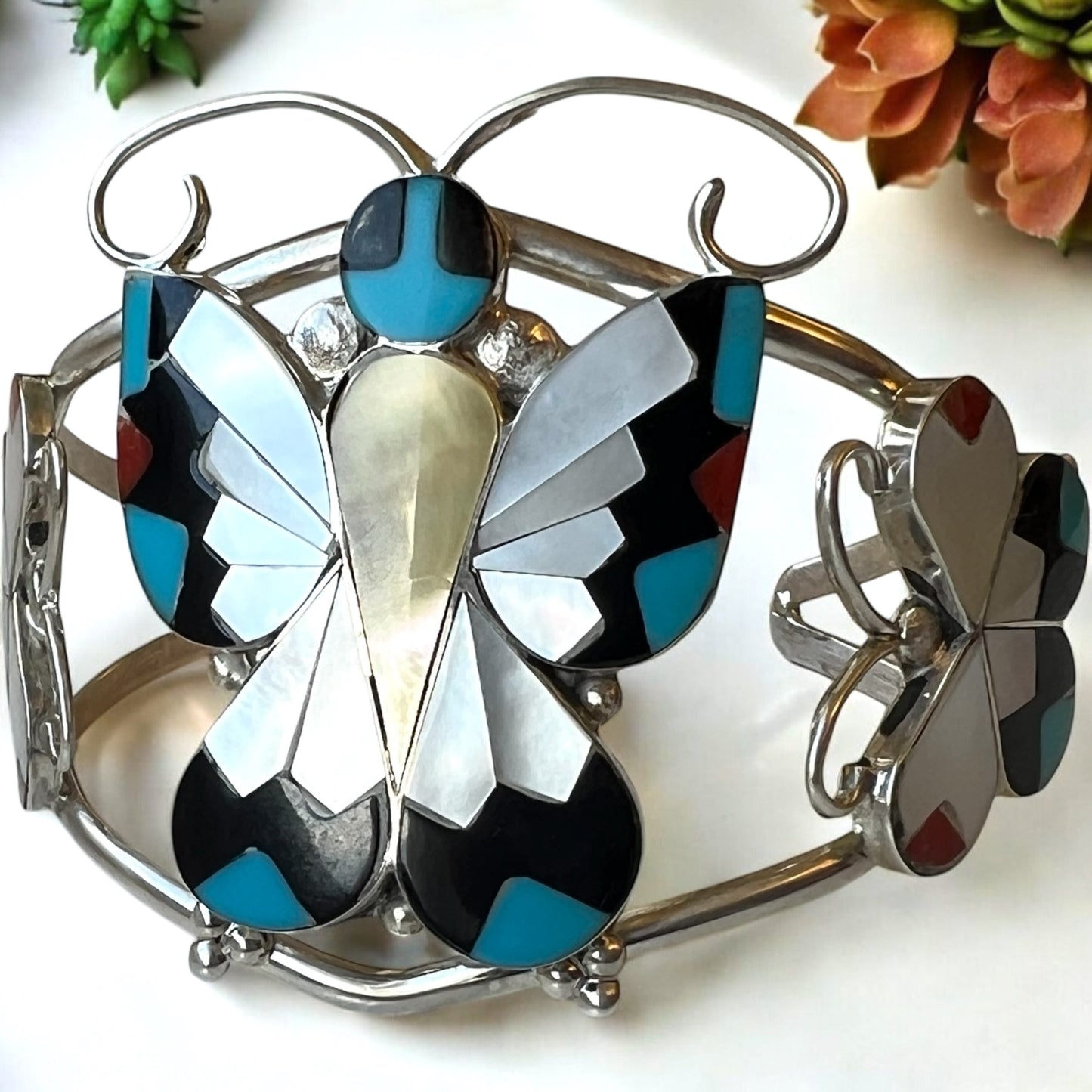 Allison Dishta Zuni inlay butterfly bracelet